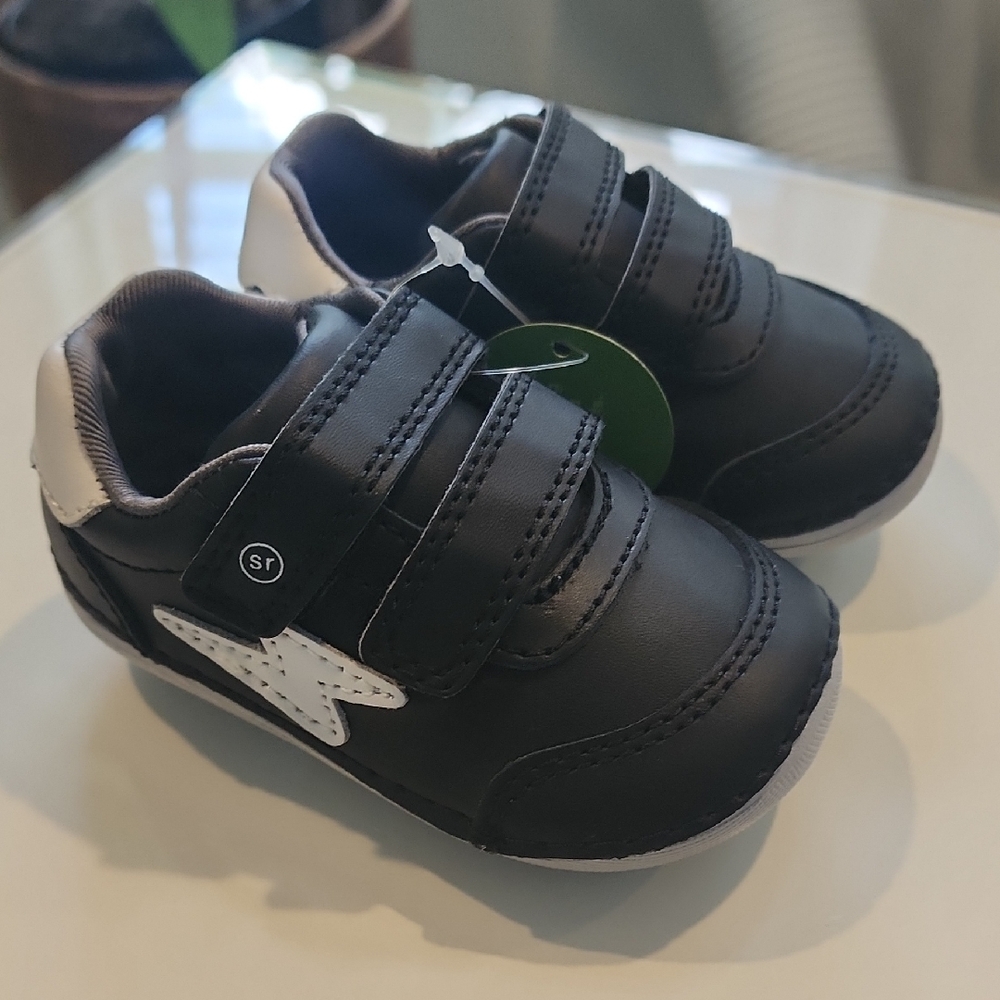 Stride Rite Black and White Sneakers with Velcro Straps